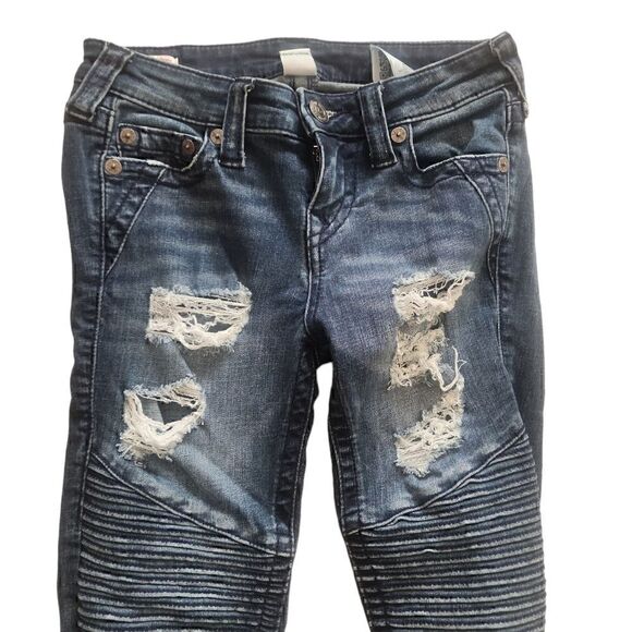 True Religion Distressed Moto Jean Size 26 - Picture 1 of 5